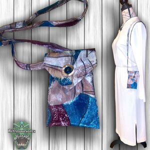 VINTAGE Mens Retro Neck Tie Crossbody Bag, Upcycled Repurposed Shoulder Mini Pur